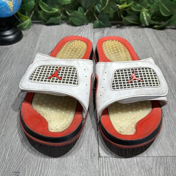 Jordan Hydro 4 Retro White Fire Red Slides Sandals Men’s Size 9